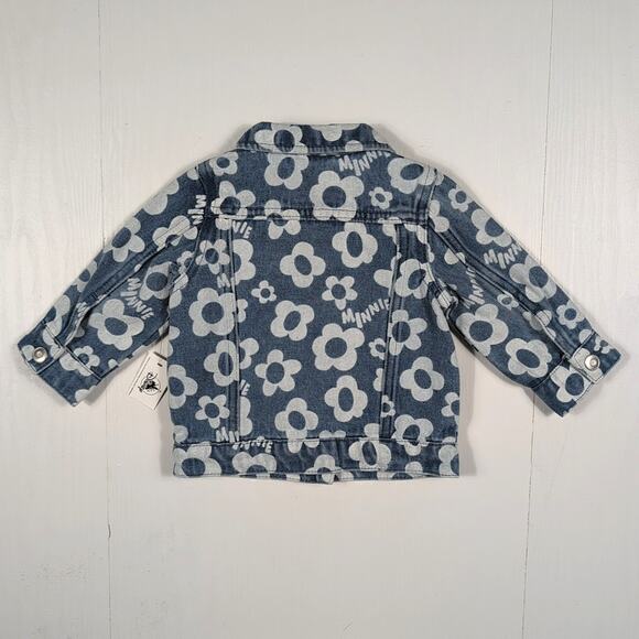 NWT Disney Baby Minnie Mouse Denim Jacket Girls 6-9M Blue Floral Jean Coat - Picture 2 of 11